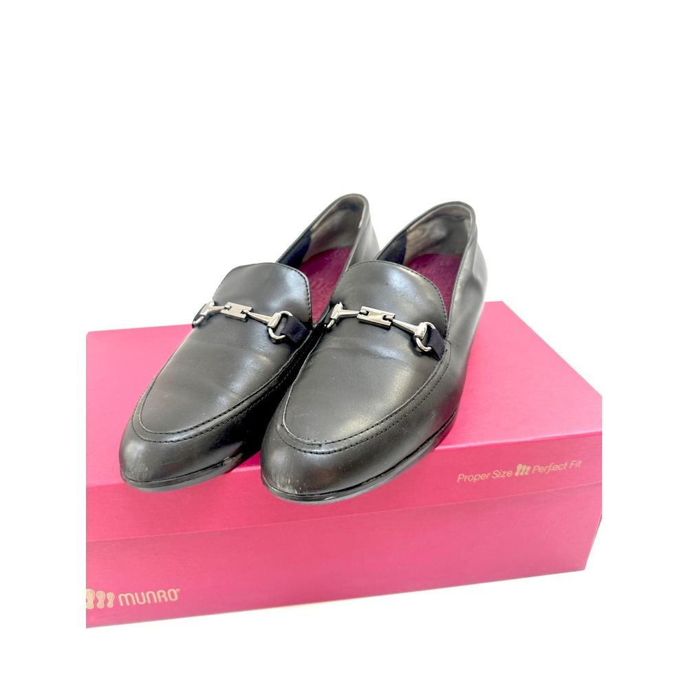 Munro Harrison II Black Leather Loafers Womens 8.5 Narrow Comfort Shoes USA - Picture 5 of 10